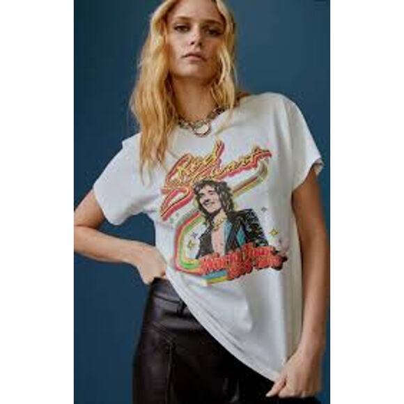 Daydreamer Rod Stewart World Tour Tee Womens Size Small White Red NWT NEW - Picture 1 of 9